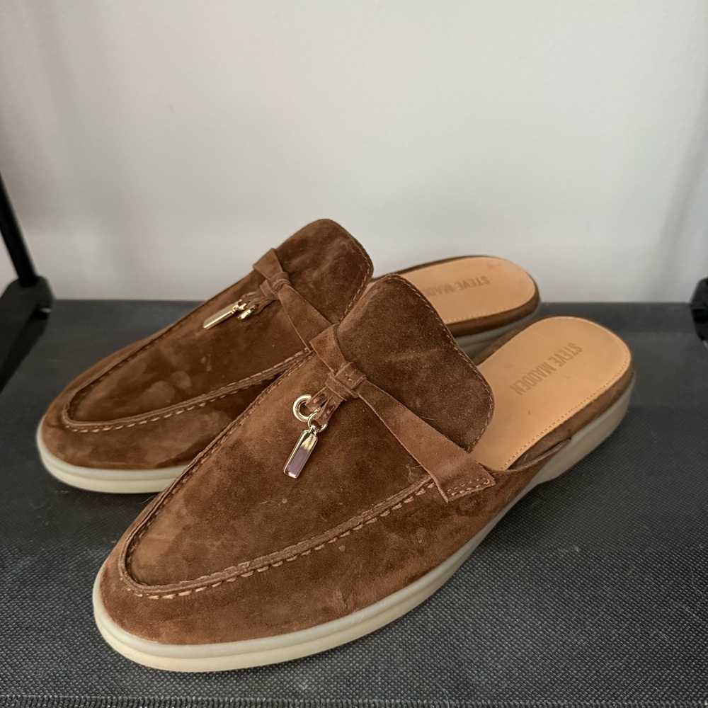 Steve Madden Brown Suede Tassel Slip-On Loafer Mule
